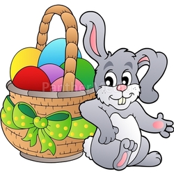 Basket with Easter eggs and bunny