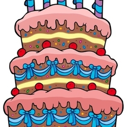 Big cartoon cake with candles