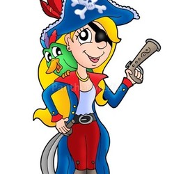 Pirate woman with parrot
