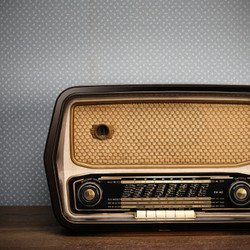 antique radio on vintage background