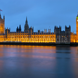 parliament in london on a rainy night