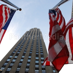 rockefeller centre manhattan usa flag new york