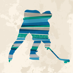 Vintage multicolor hockey player
